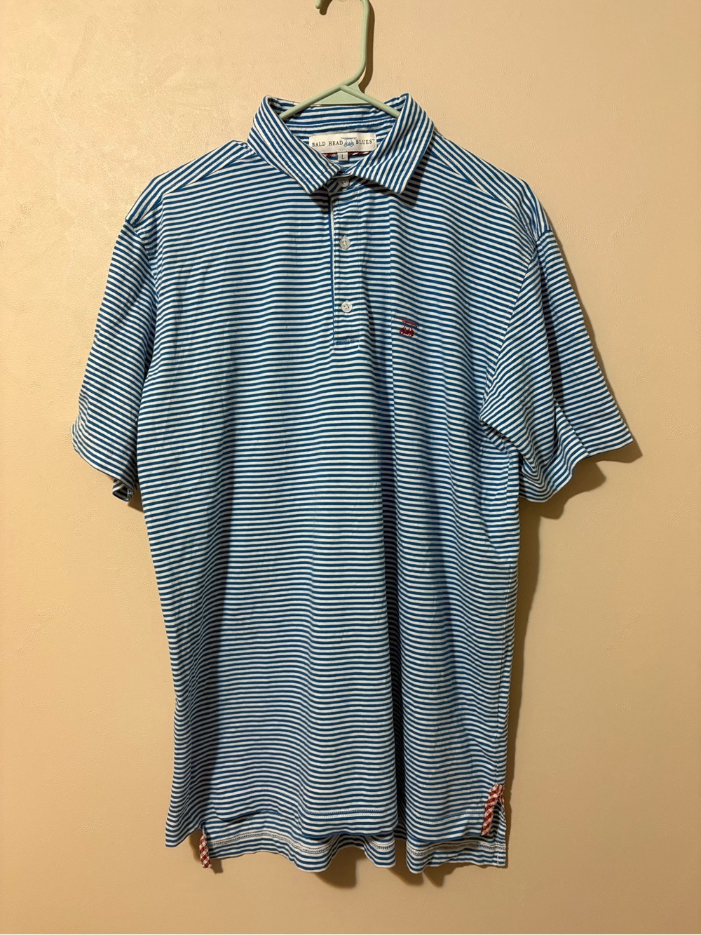 Bald head Blues Golf Albatross Polo Regatta White Stripe Size L Mens
